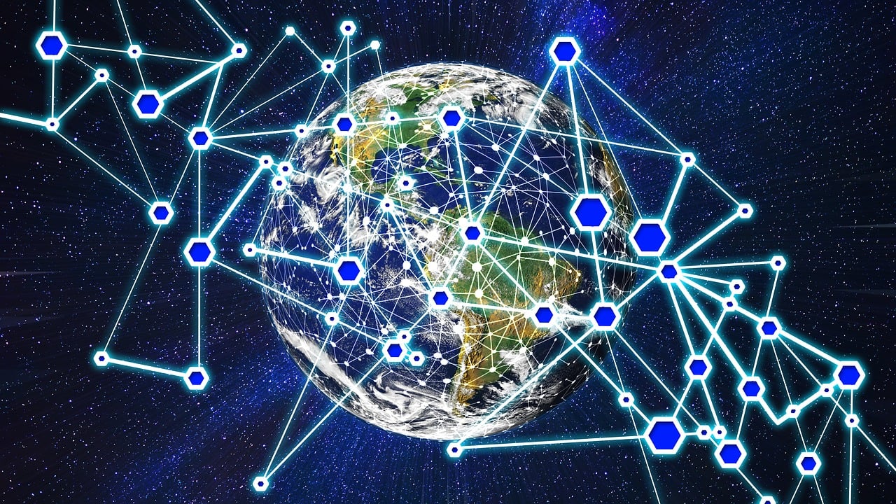 diagram of network superimposed on the Earth